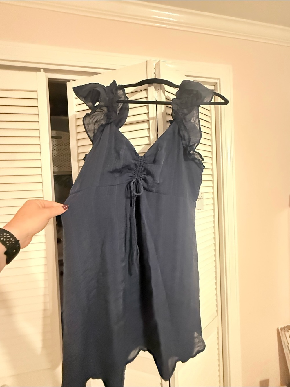 Old Navy Navy Blue Ruffle-Trim Mini Dress